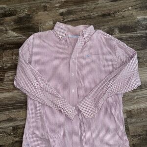 Southern Tide Red and White Checkered Shirt